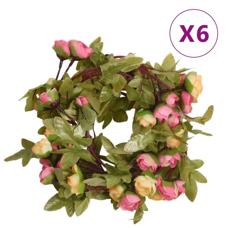 Knstliche Blumengirlanden 6 Stk. Rosa 215 cm