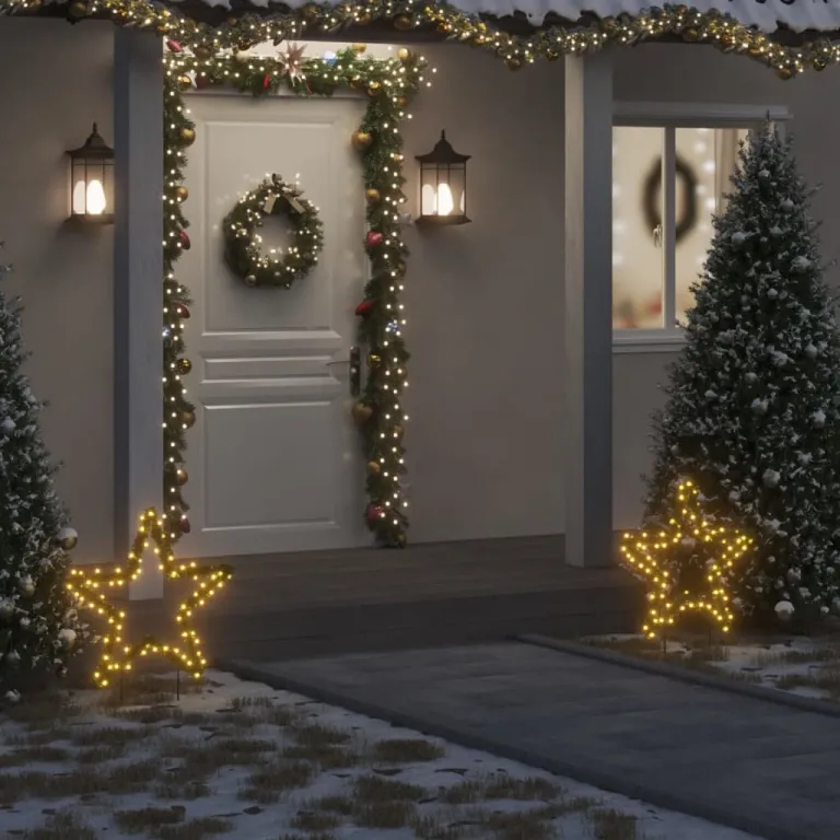 Weihnachtsstern mit Erdspieen und 80 LEDs 60 cm Auenbereich