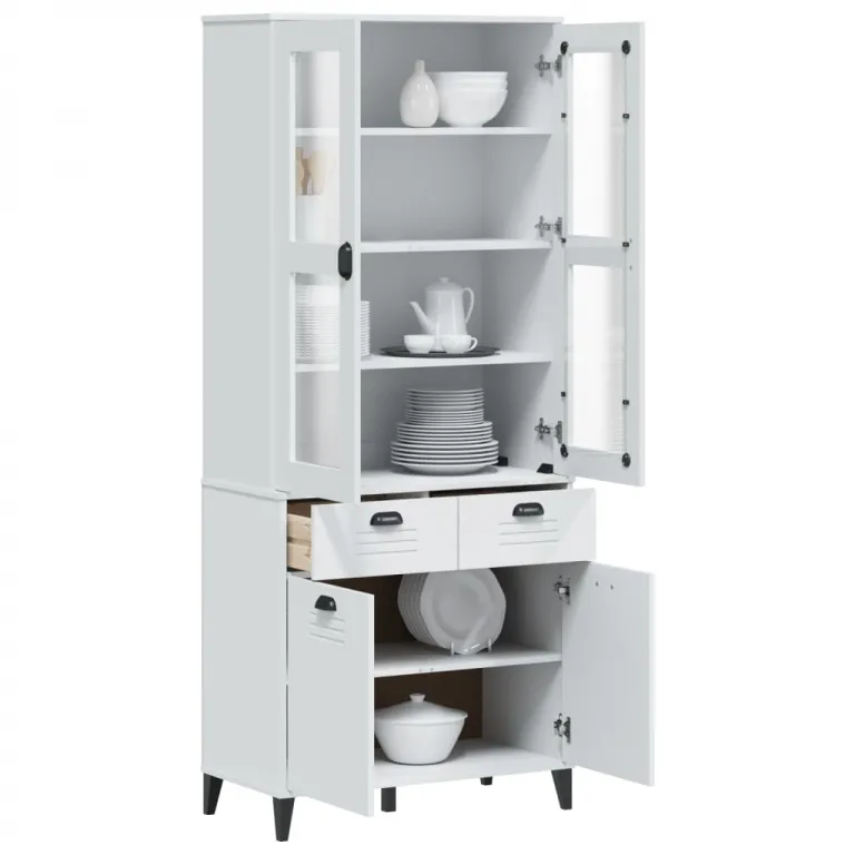 Buffet Buffetschrank Highboard VIKEN Wei 80x40x190 cm Massivholz Kiefer