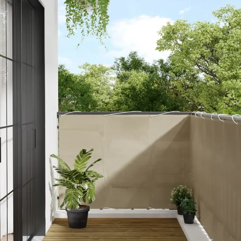 Balkon-Sichtschutz Beige 120x700 cm 100 % Polyester-Oxford
