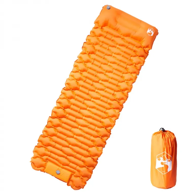 Isomatte mit Integriertem Kissen Selbstaufblasend Orange