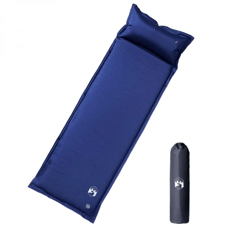 Isomatte mit Integriertem Kissen Selbstaufblasend Marineblau Camping Outdoor
