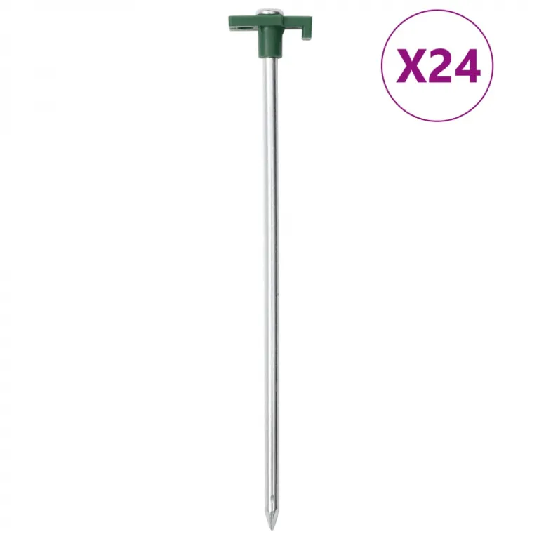 Zeltheringe 24 Stk. 25 cm 7 mm Verzinkter Stahl und PP