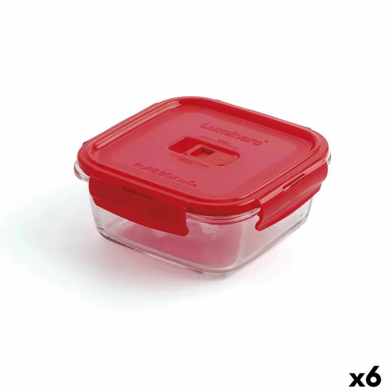 Lunchbox hermetisch Luminarc Pure Box 760 ml Rot Glas 6 Stck