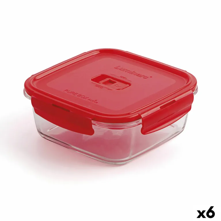 Lunchbox hermetisch Luminarc Pure Box Rot 1,22 L Glas 6 Stck