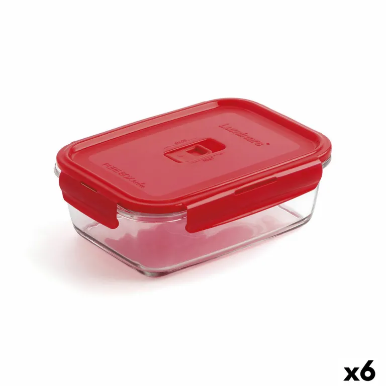 Lunchbox hermetisch Luminarc Pure Box Rot 16 x 11 cm 820 ml Glas 6 Stck