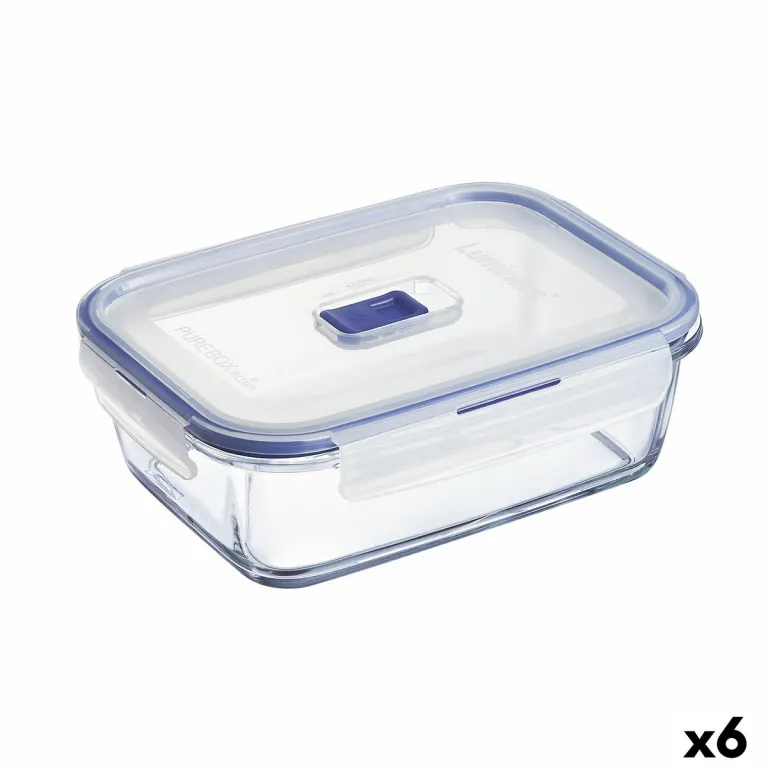 Lunchbox hermetisch Luminarc Pure Box Active 19 x 13 cm 1,22 L zweifarbig Glas 6 Stck