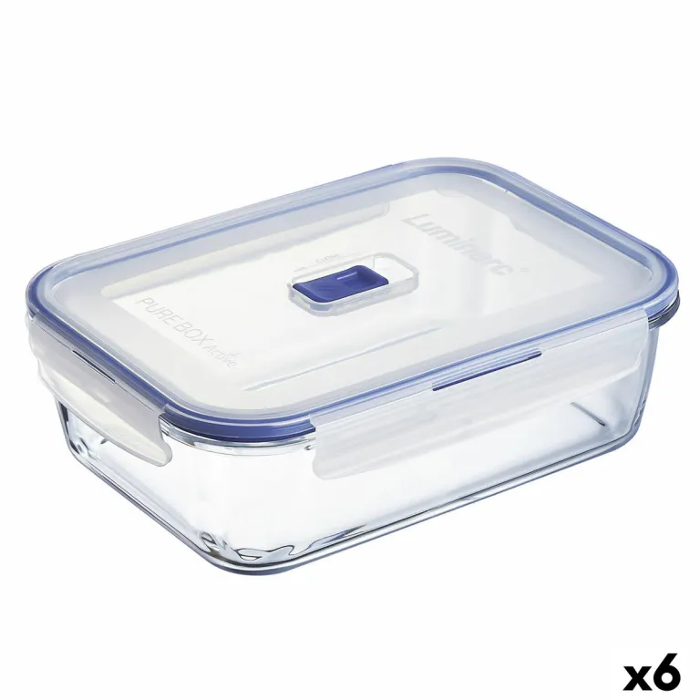 Lunchbox hermetisch Luminarc Pure Box Active 22 x 16 cm 1,97 l zweifarbig Glas 6 Stck