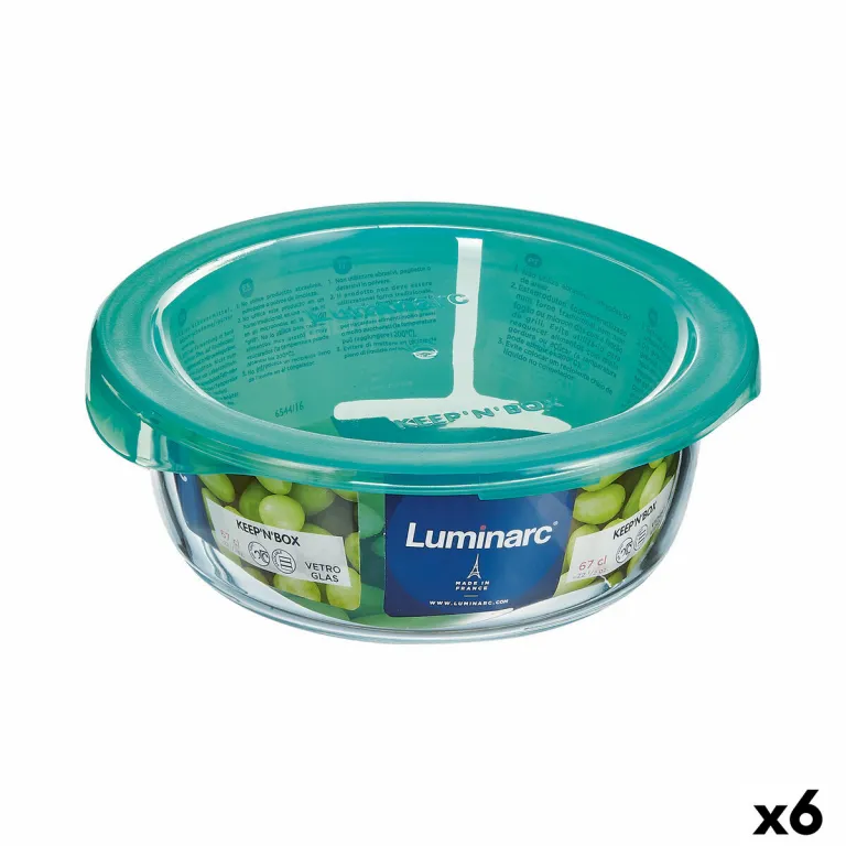 Runde Lunchbox mit Deckel Luminarc Keep?n Lagon 13,5 x 6 cm trkis 680 ml Glas 6 Stck