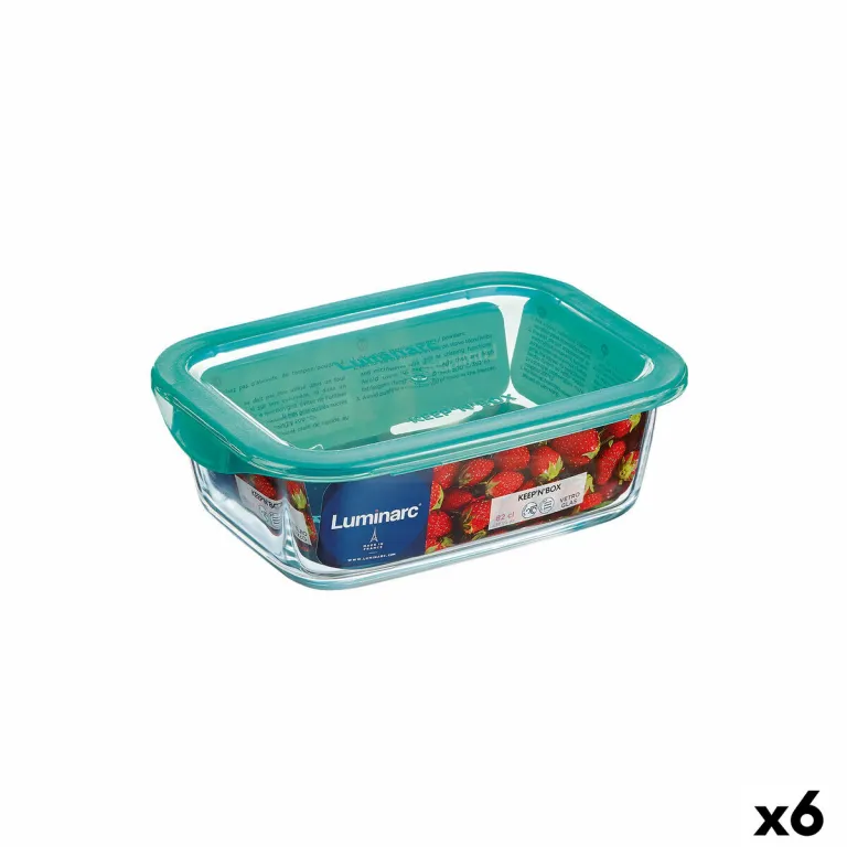 Rechteckige Lunchbox mit Deckel Luminarc Keep?n Lagon trkis 1,97 l 22 x 15,6 x 7,2 cm Glas 6 Stck