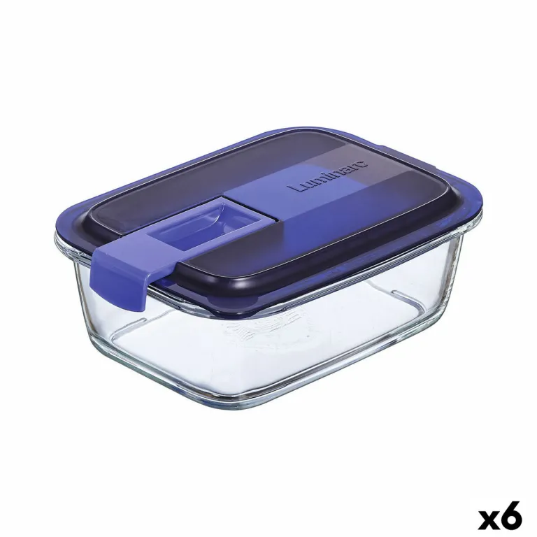 Lunchbox hermetisch Luminarc Easy Box Blau Glas 6 Stck 820 ml