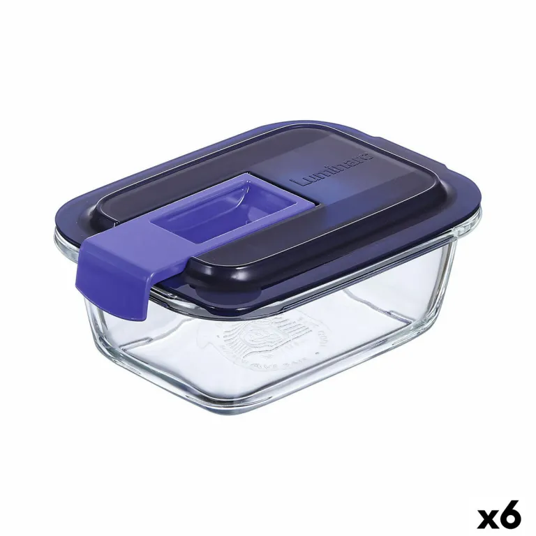 Lunchbox hermetisch Luminarc Easy Box Blau Glas 380 ml 6 Stck