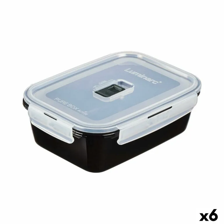 Lunchbox hermetisch Luminarc Pure Box Schwarz 1,22 L Glas 6 Stck