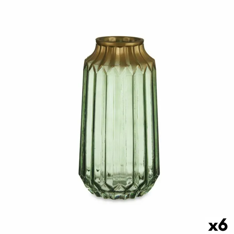 Vase grn Glas 13 x 23,5 x 13 cm 6 Stck