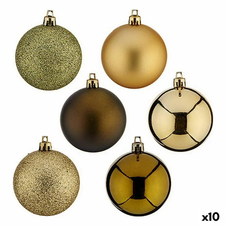 Weihnachtskugeln-Set grn Gold Kunststoff 6 x 7 x 6 cm 10 Stck