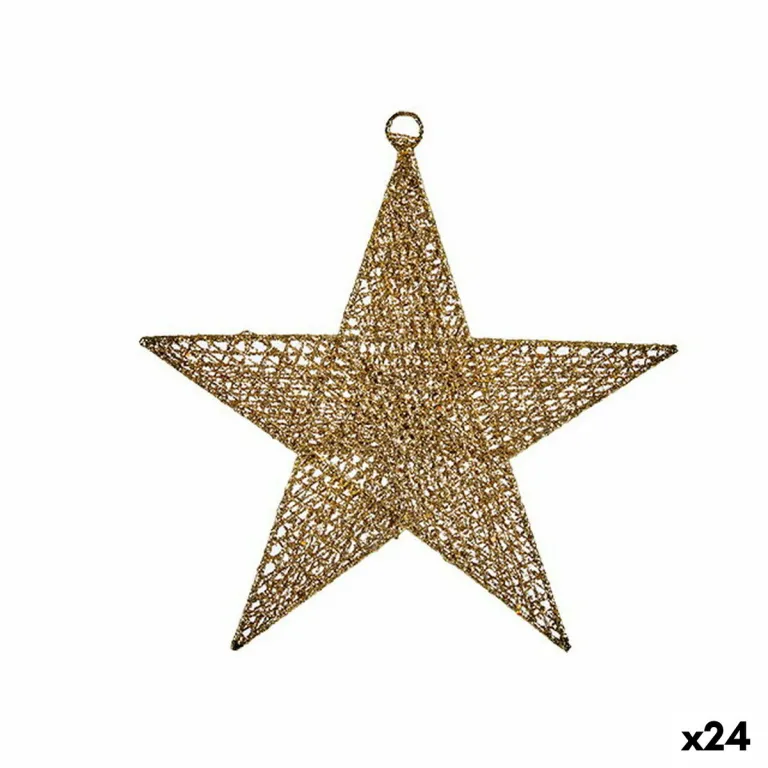 Weihnachtsschmuck Stern Gold Metall 30 x 32 x 0,5 cm 24 Stck