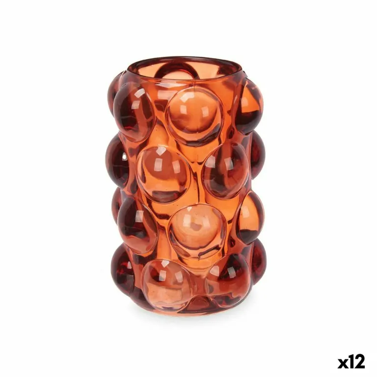 Kerzenschale Mikrosphren Orange Glas 8,4 x 12,5 x 8,4 cm 12 Stck