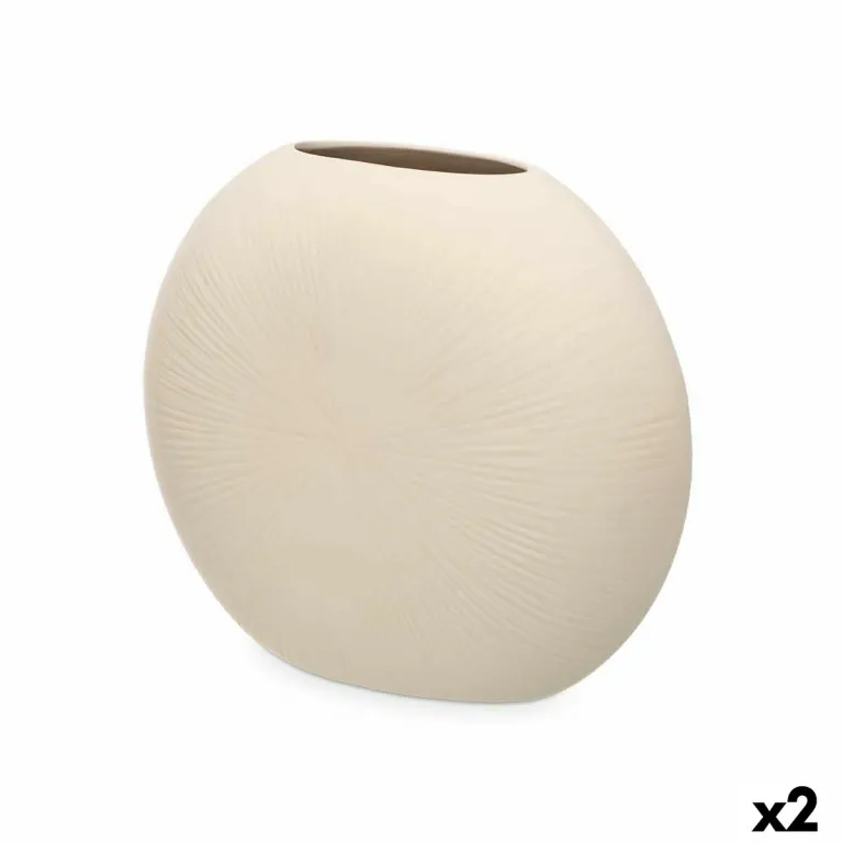 Vase Beige aus Keramik 36 x 34 x 16 cm 2 Stck kreisfrmig