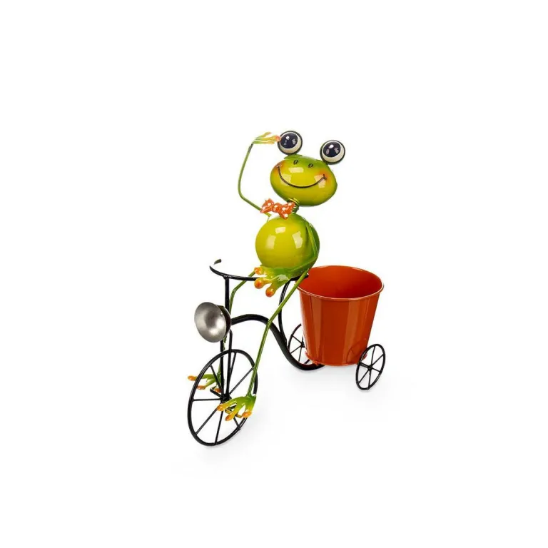 Blumentopf Gelb Rot grn Metall Fahrrad Frosch 31,5 x 32 x 17 cm