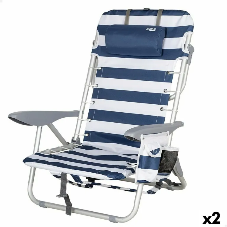 Aktive Strandstuhl Blau Wei 50 x 76 x 45 cm 2 Stck