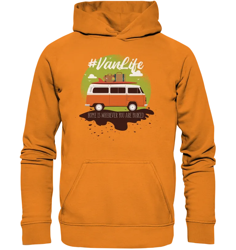 #Vanlife - Zuhause ist da, wo man parkt. - Basic Unisex Hoodie Orange Crush