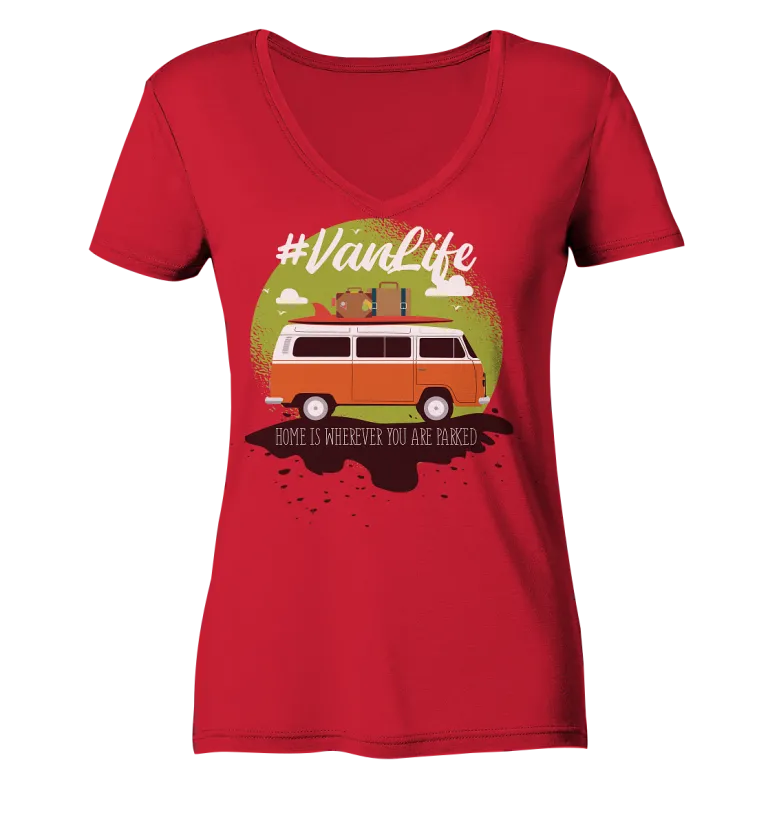 #Vanlife - Zuhause ist da, wo man parkt. - Ladies Organic V-Neck Shirt Red