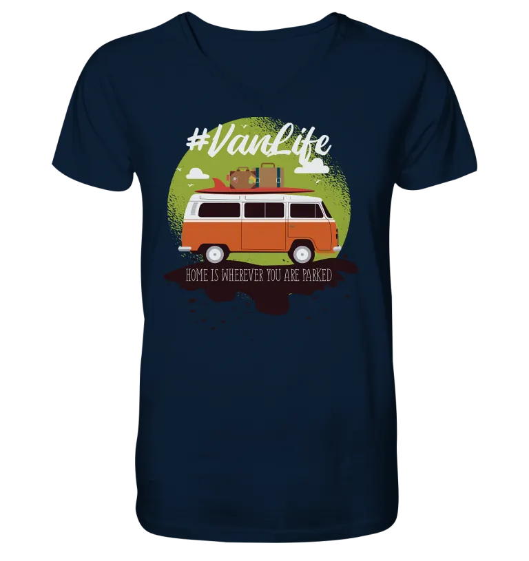 #Vanlife - Zuhause ist da, wo man parkt. - Mens Organic V-Neck Shirt French Navy