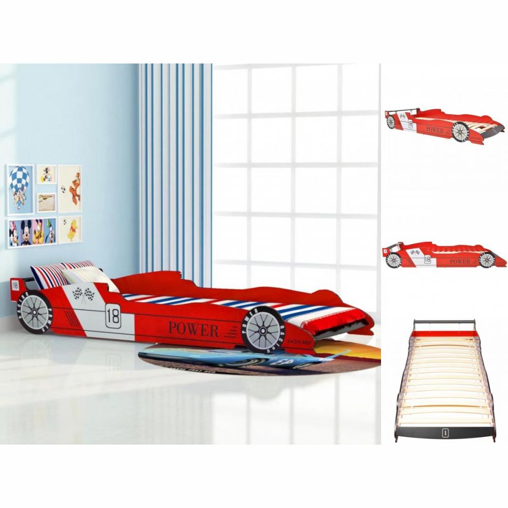 Kinderbett Mit Lattenrost 3D Design Rennwagen Motivbett 90x200 Cm Rot