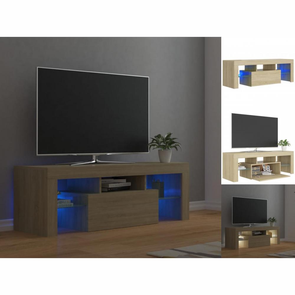 TV-Schrank Mit LED-Leuchten Sonoma-Eiche 120x35x40 Cm Lowboard