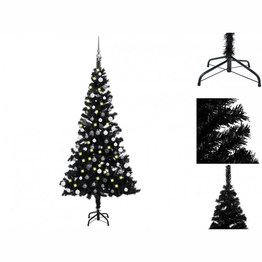 Künstlicher Weihnachtsbaum Mit LEDs & Kugeln Schwarz 120cm PVC