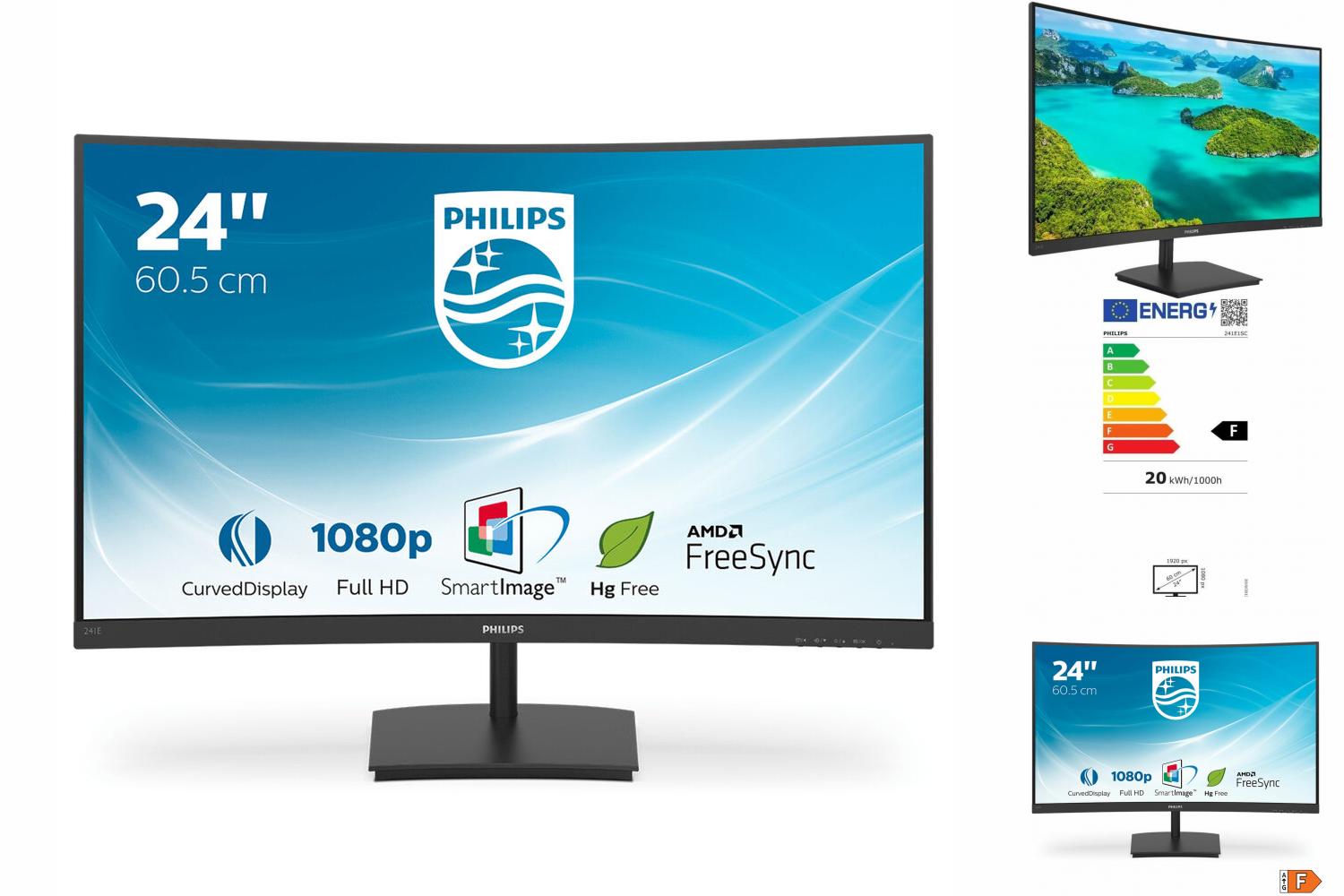 Philips Monitor 23,6 FHD LED 23,6 Zoll 75 Hz VA AMD FreeSync