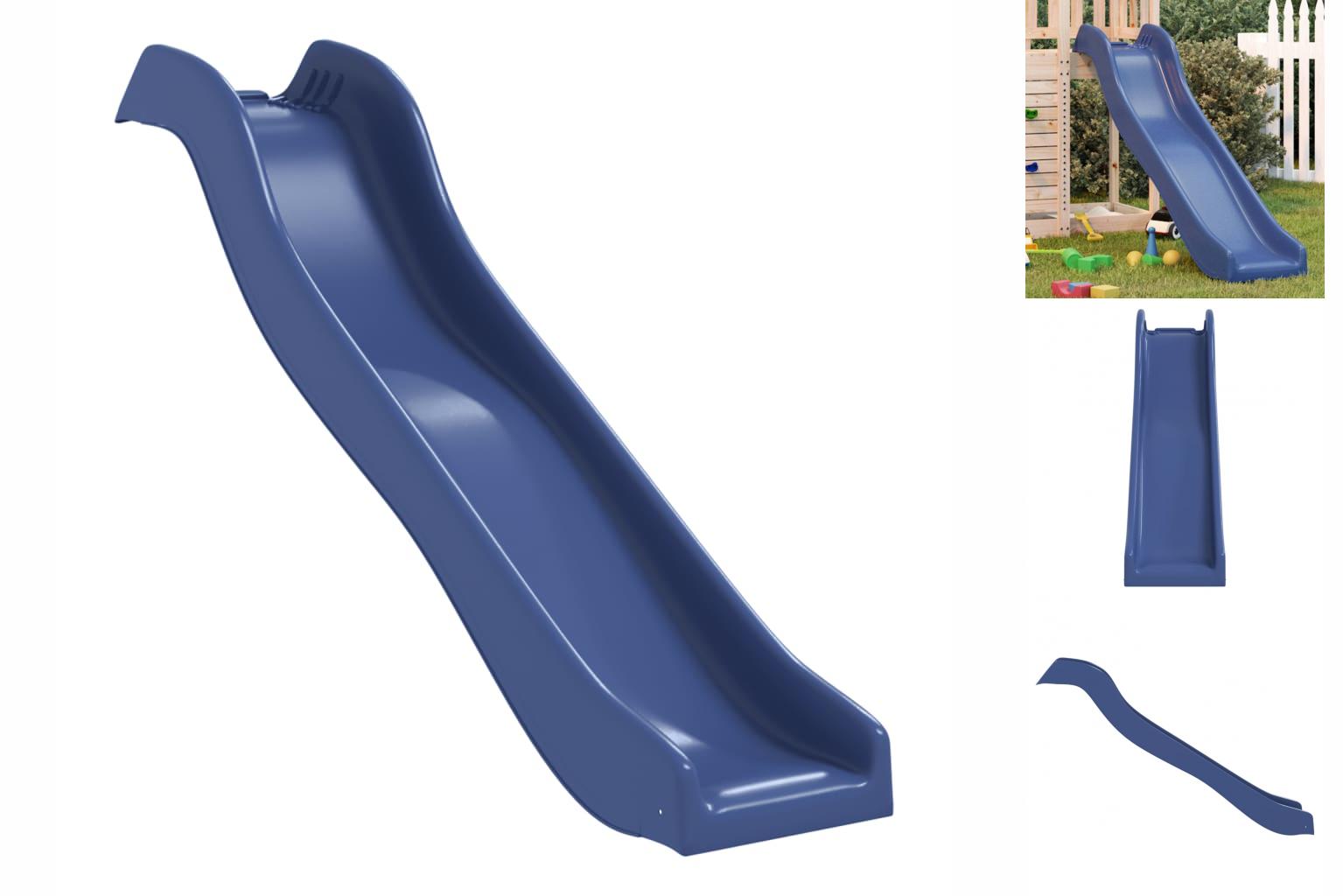 Kinderrutsche Blau 174x38 Cm Polypropylen Garten Kletterturm Kinder Spielen