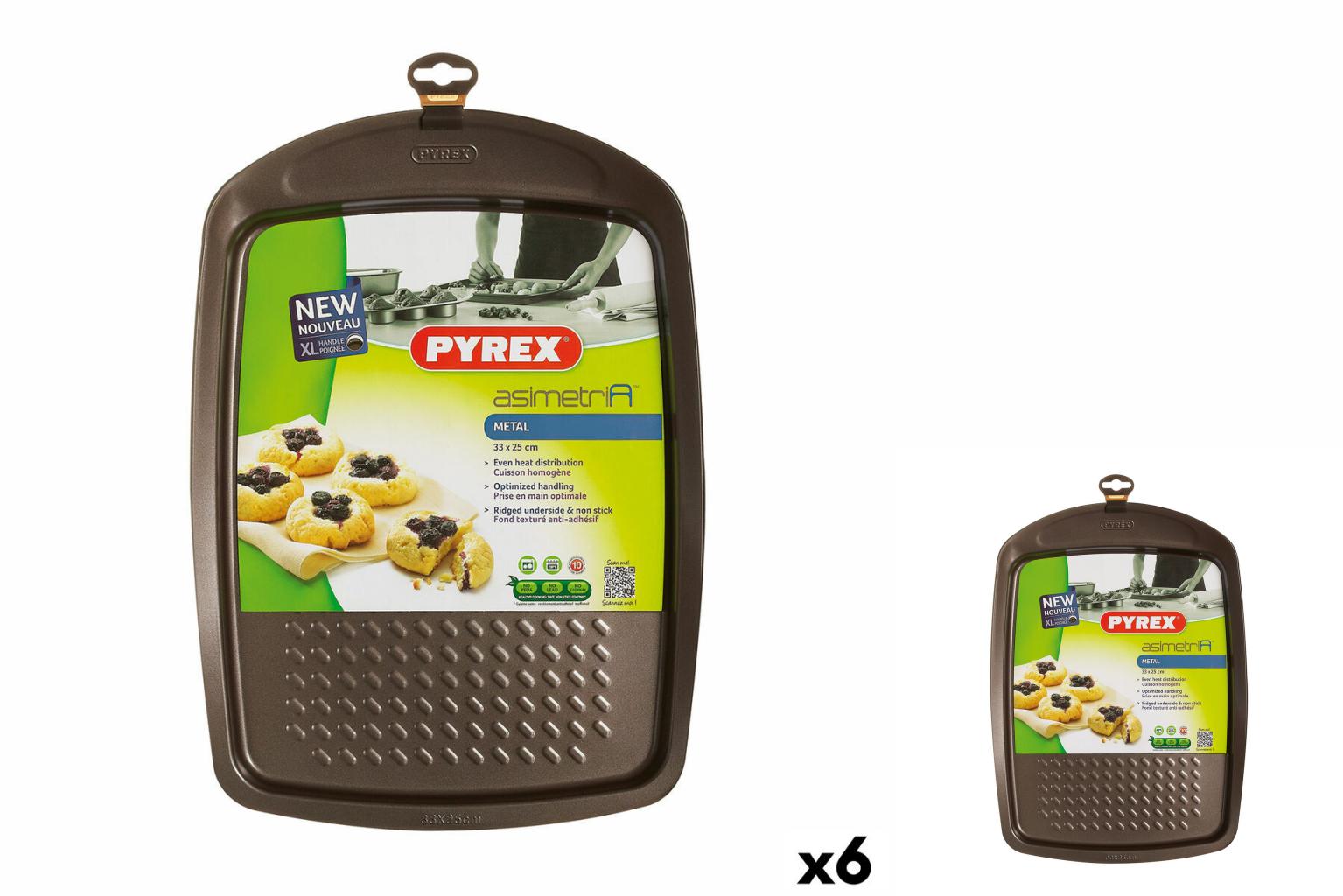 Pyrex Backform Asimetria Rechteckig Schwarz Metall 33 X 25 Cm 6 Stück