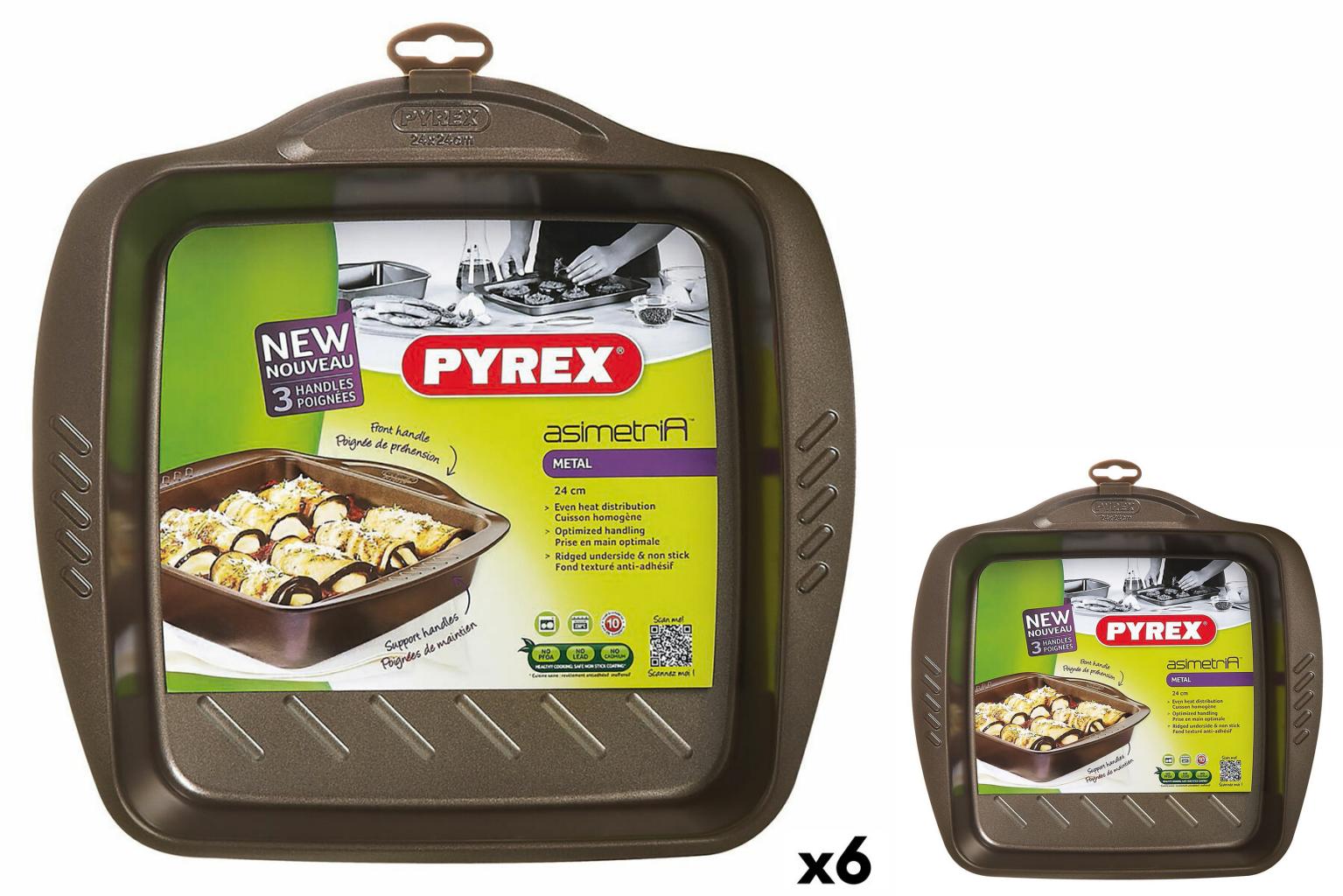 Pyrex Backform Asimetria Karriert Schwarz Metall 24 X 24 Cm 6 Stück