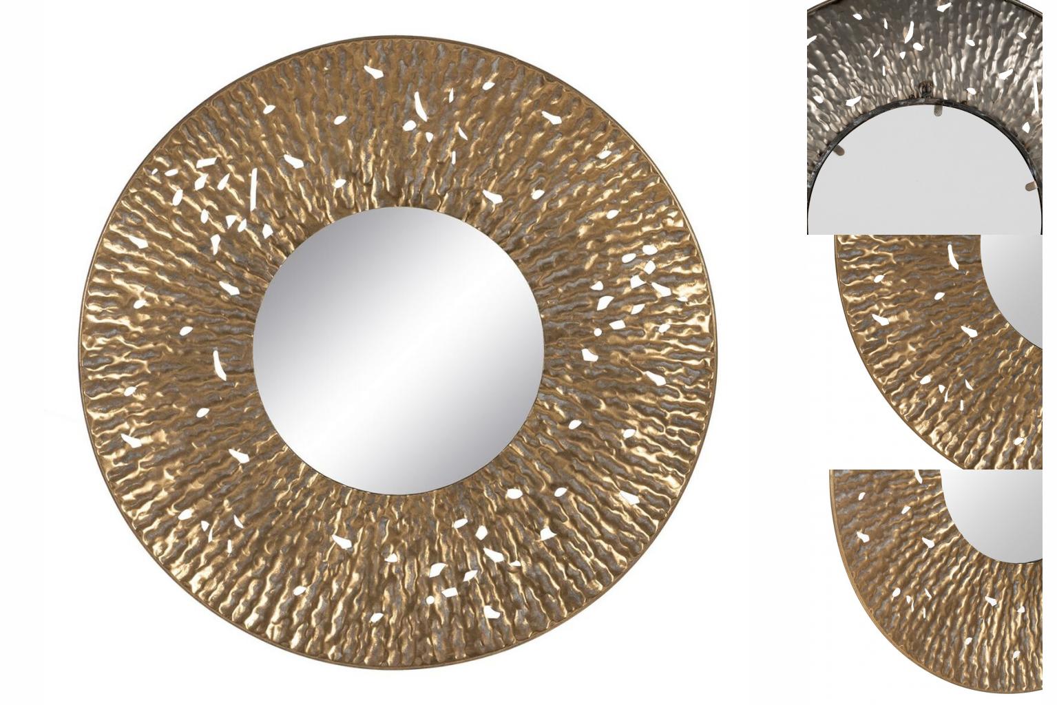 Wandspiegel Gold Glas Eisen 76,5 X 7 X 76,5 Cm