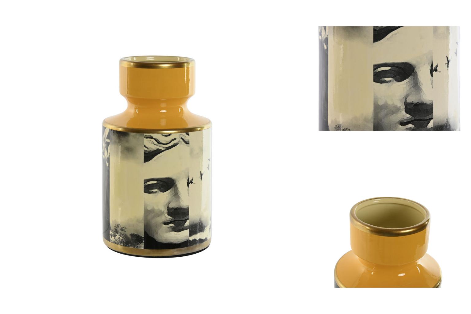 Home Esprit Vase Home ESPRIT Gelb Schwarz Gold Porzellan 14 X 14 X 24,5 Cm